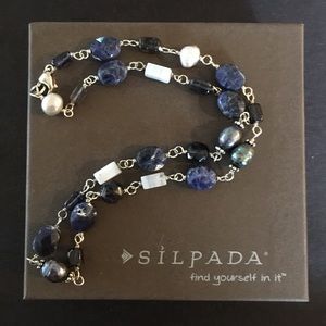 Silpada Blue, Sodalite, Lolite Pearl Necklace
